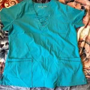 Teal easy stretch scrub top